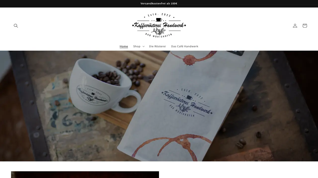 Website der Kaffeerösterei Handwerk
