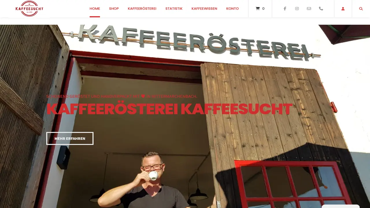 Website der Kaffeerösterei Kaffeesucht