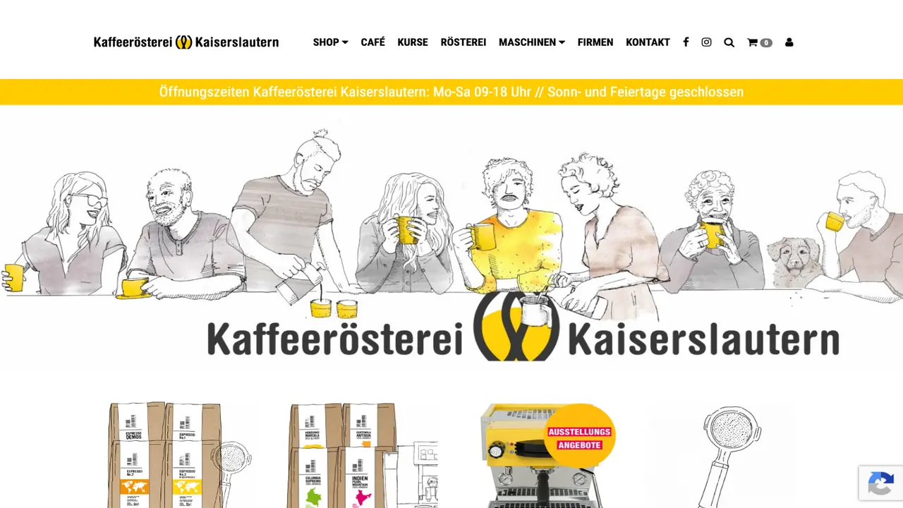 Website der Kaffeerösterei Kaiserslautern