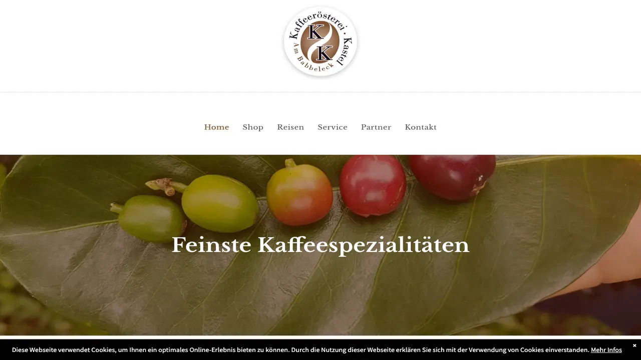 Website der Kaffeerösterei Kastel