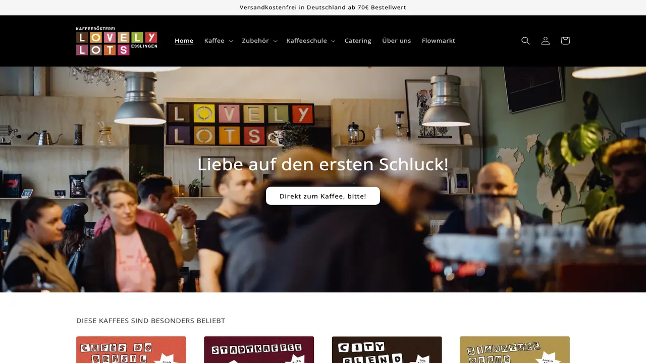 Website der Kaffeerösterei Lovely Lots Esslingen