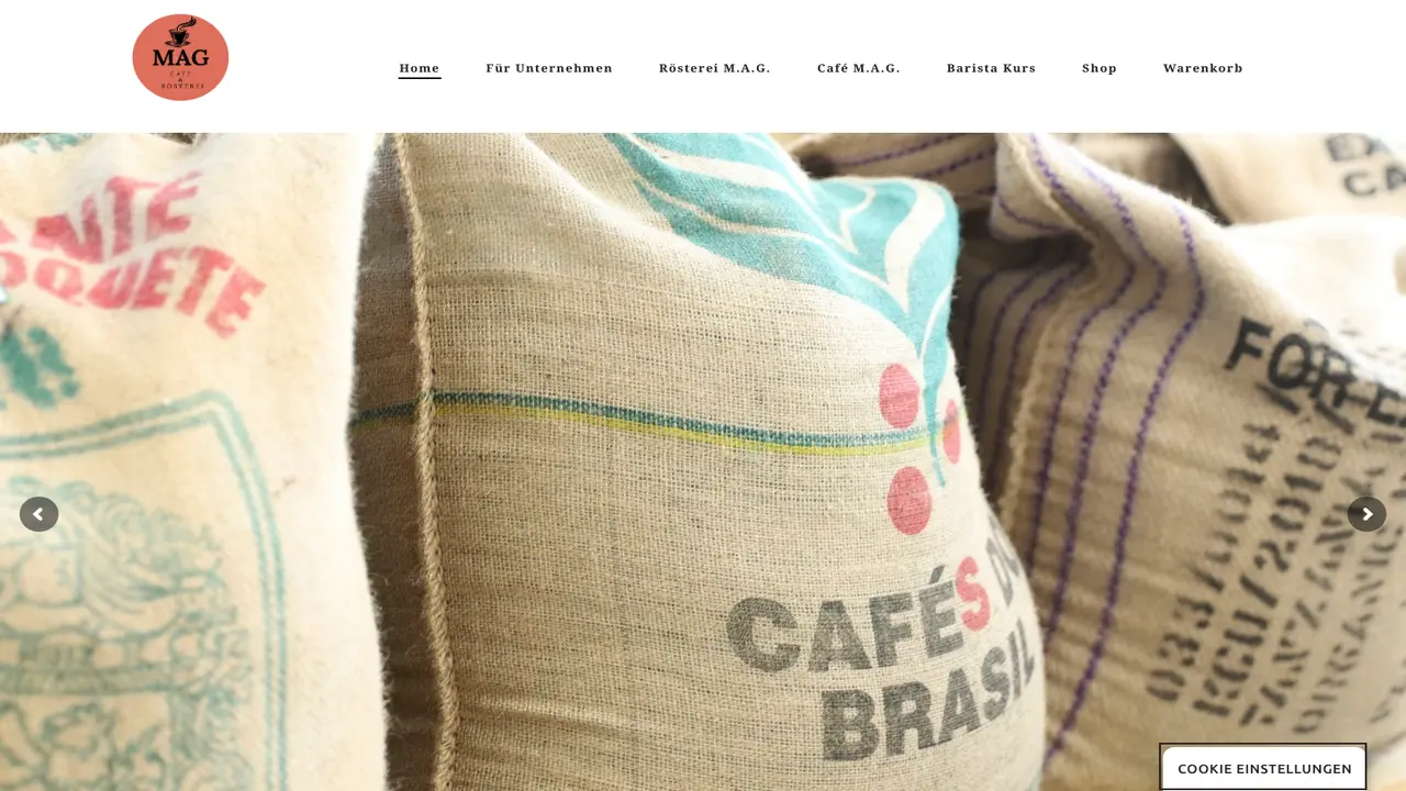 Website der Kaffeerösterei M. A. G.