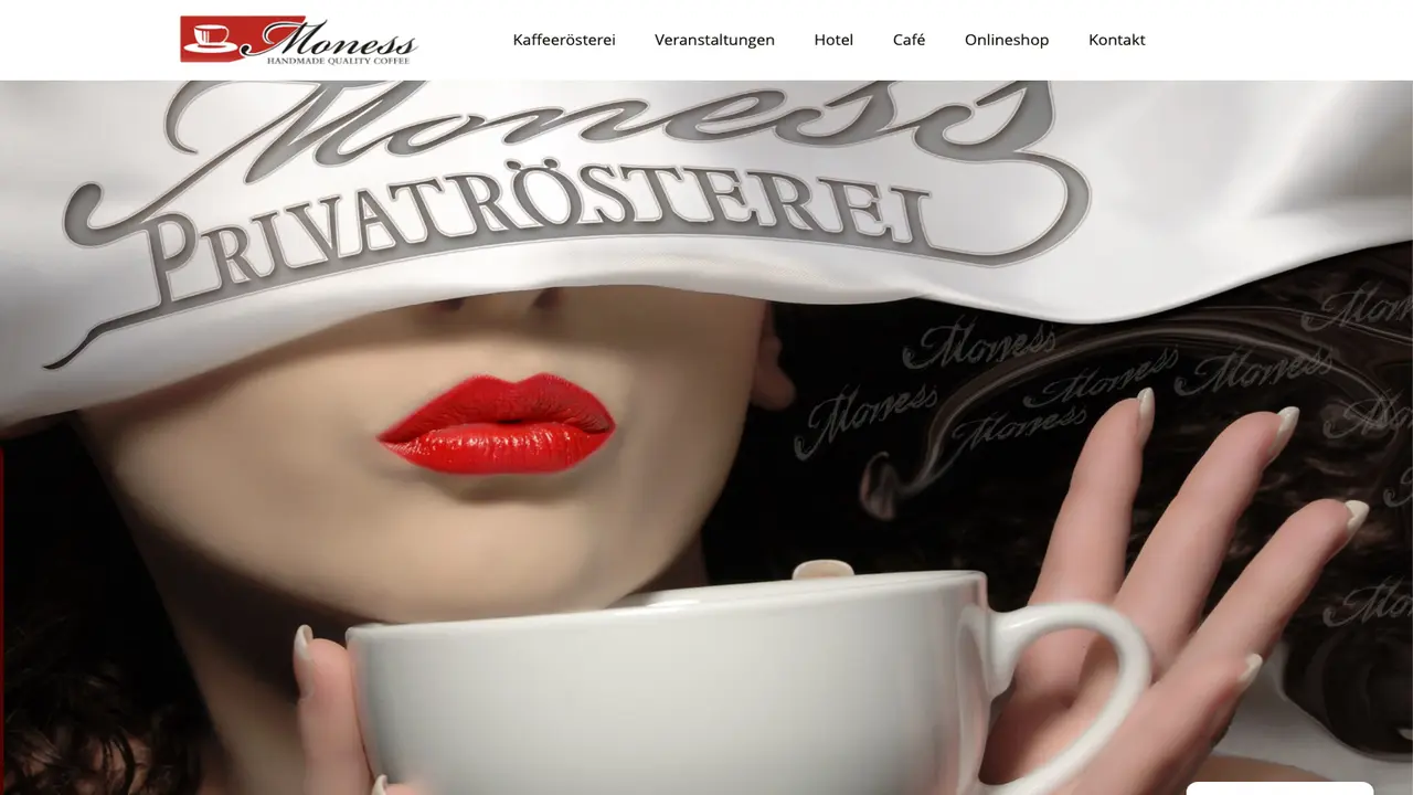 Website der Kaffeerösterei Moness