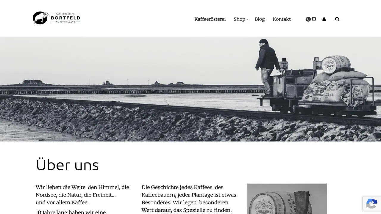 Website der Kaffeerösterei Nordfriesland