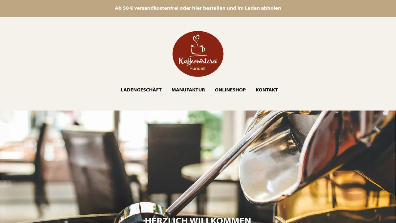 Website der Kaffeerösterei Puricelli