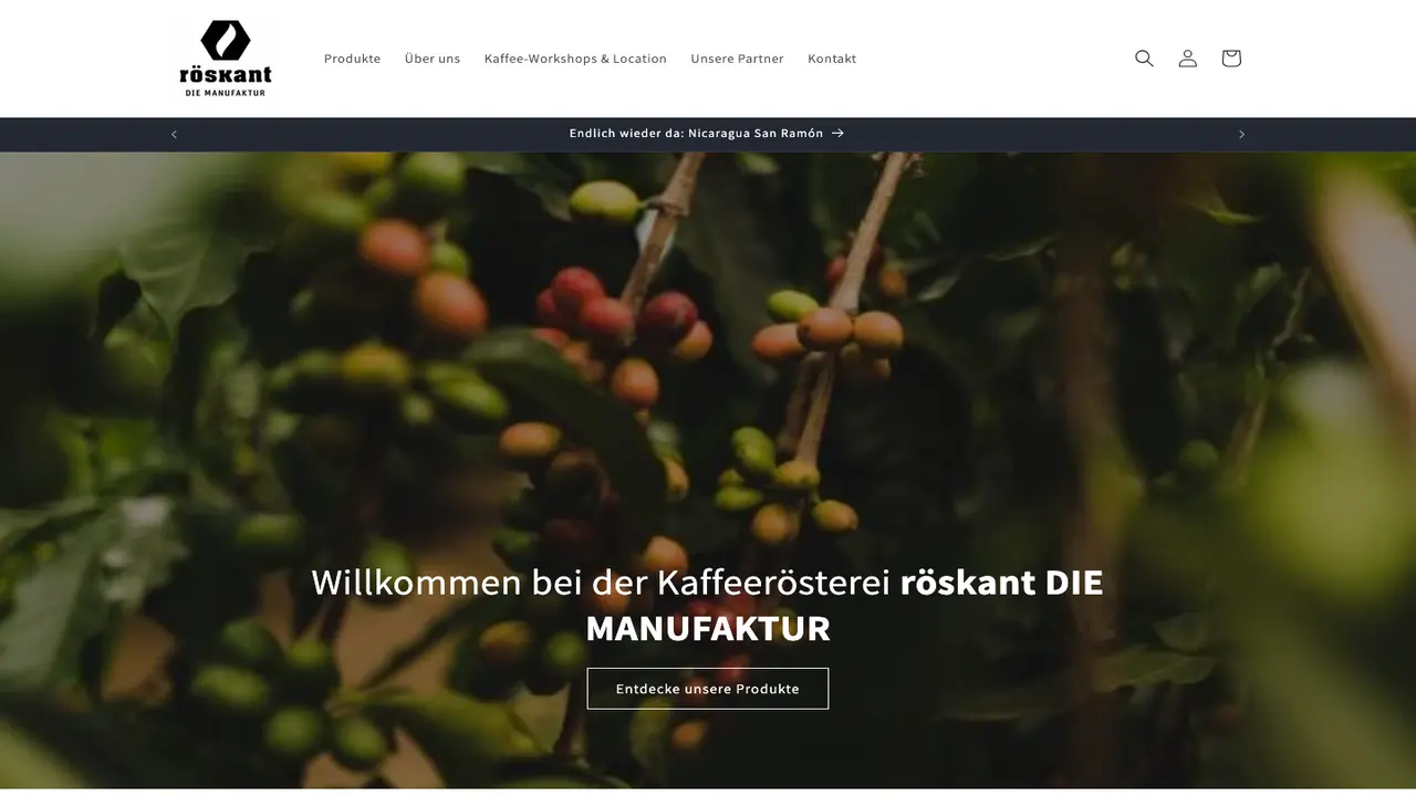 Website der Kaffeerösterei röskant DIE MANUFAKTUR
