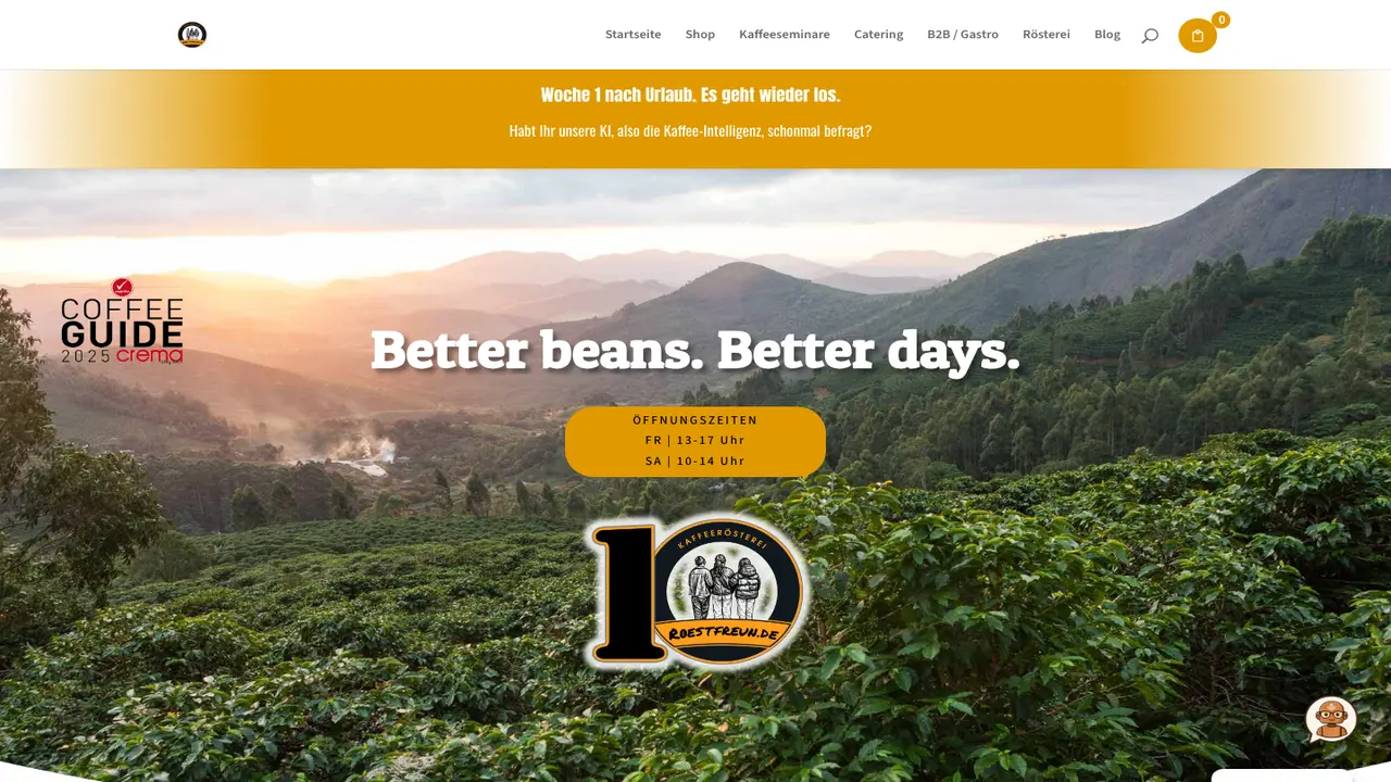 Website der Kaffeerösterei Röstfreunde