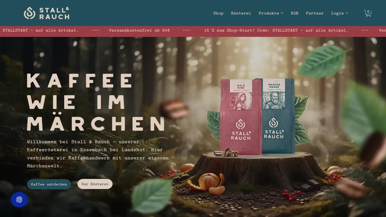 Website der Kaffeerösterei Stall & Rauch