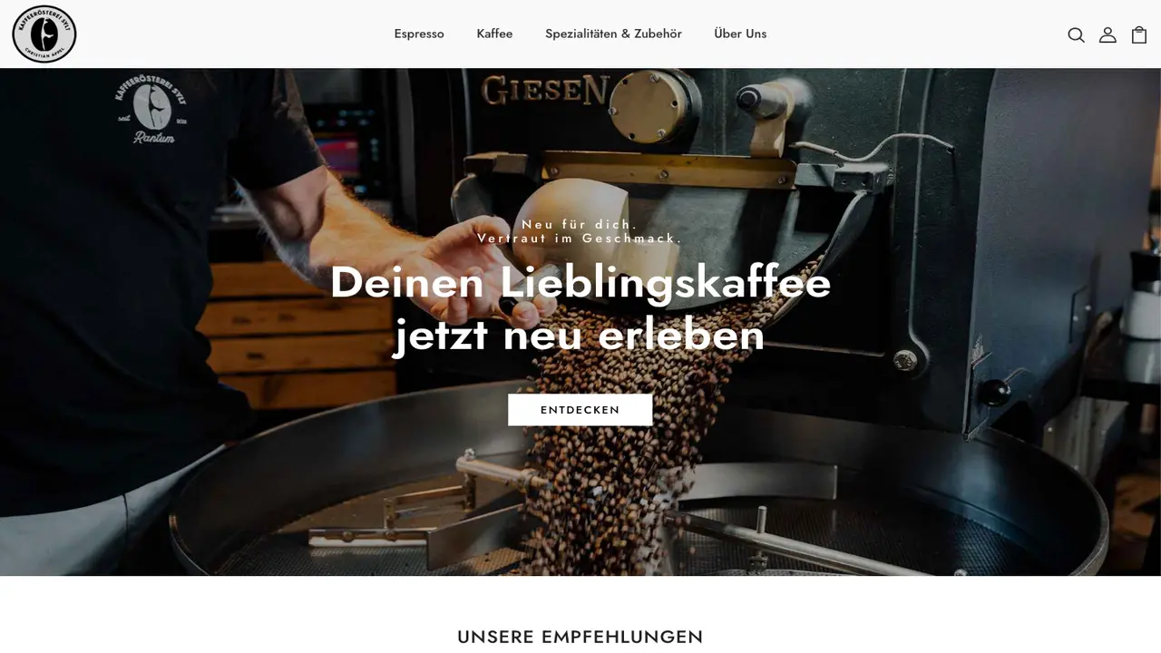 Website der Kaffeerösterei Sylt