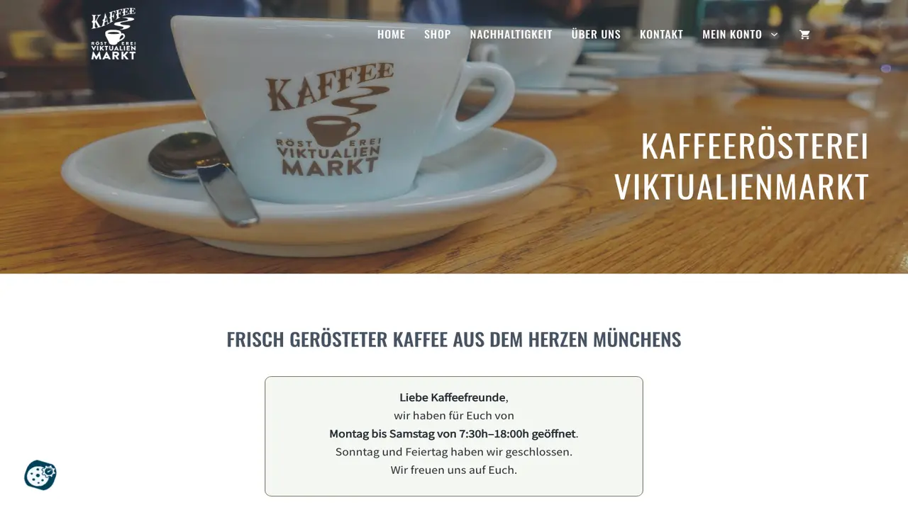Website der Kaffeerösterei Viktualienmarkt