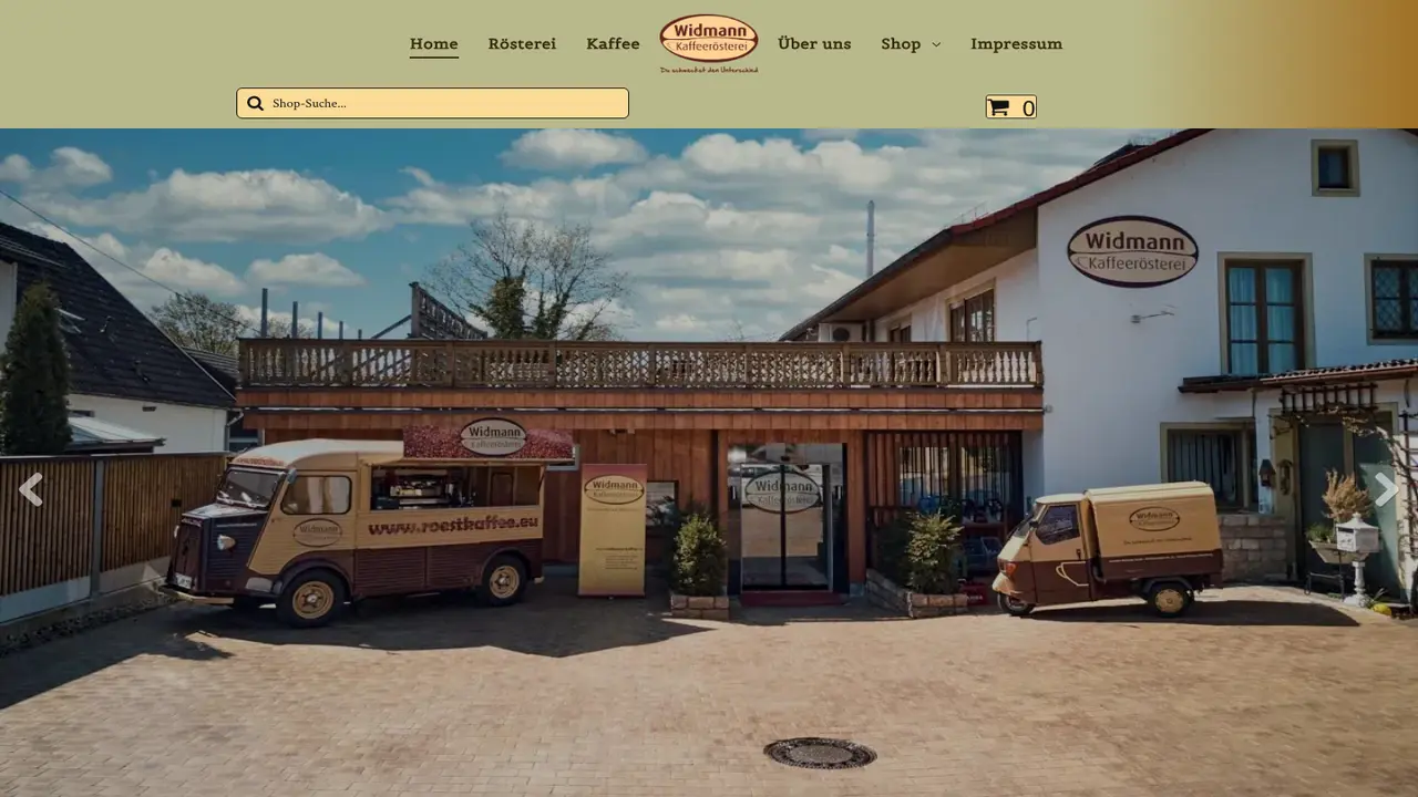 Website der Kaffeerösterei Widmann