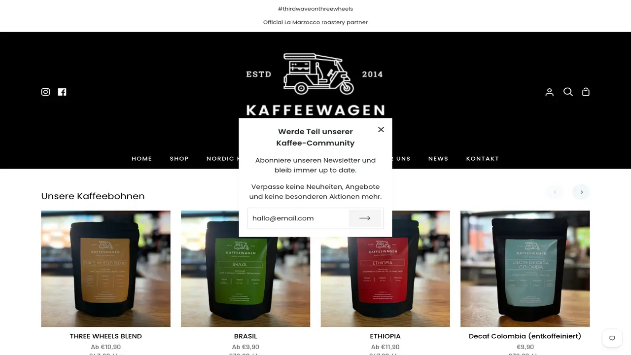 Website der Kaffeewagen