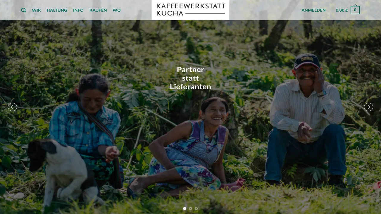 Website der Kaffeewerkstatt Kucha