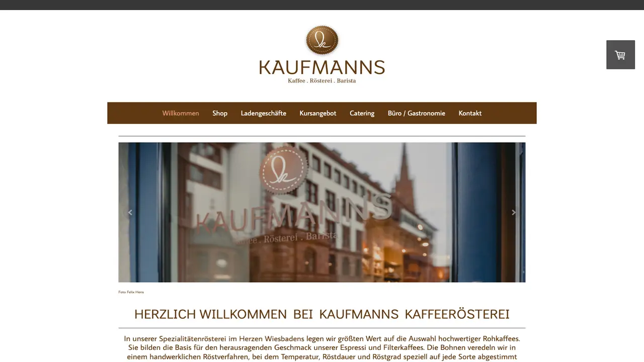 Website der KAUFMANNS Kaffeerösterei