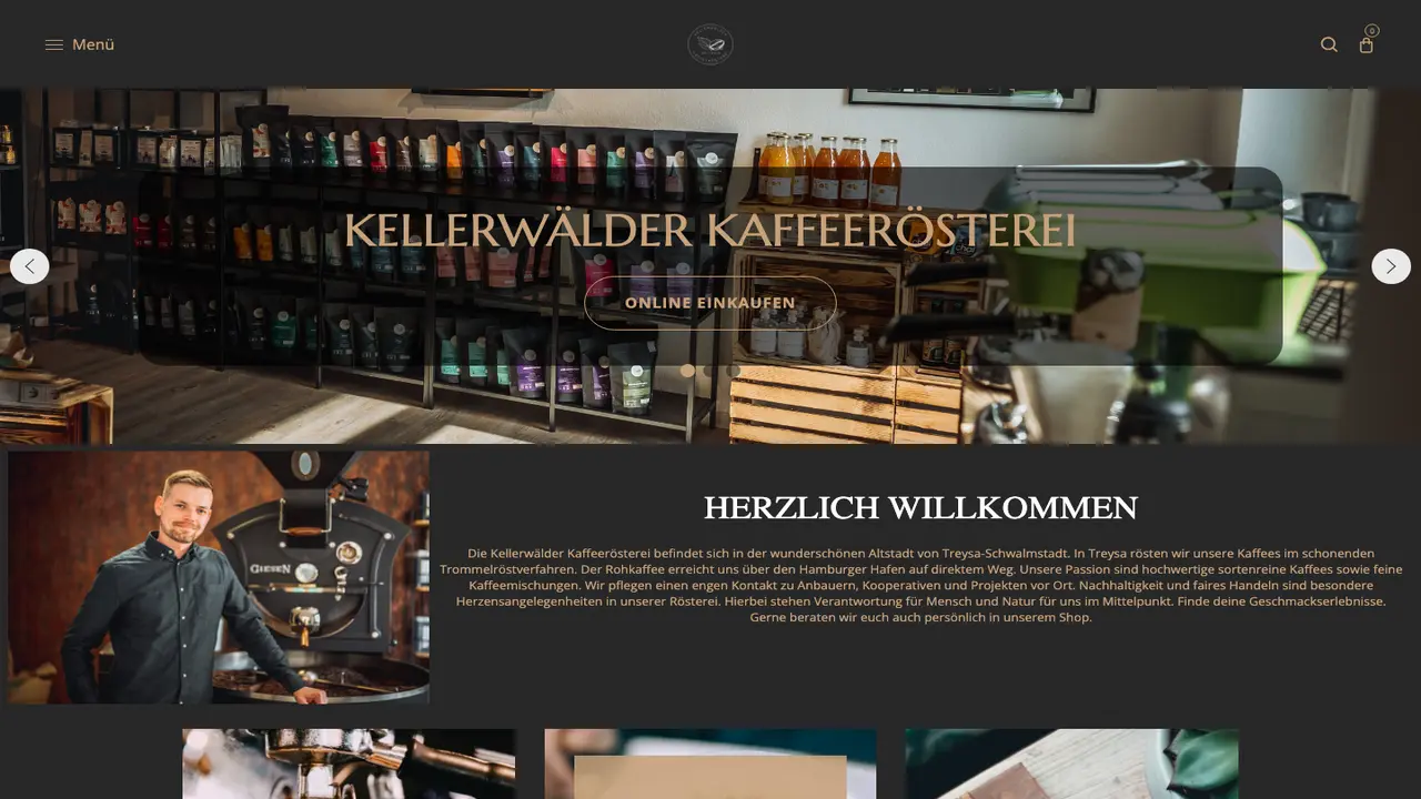 Website der Kellerwälder Kaffeerösterei