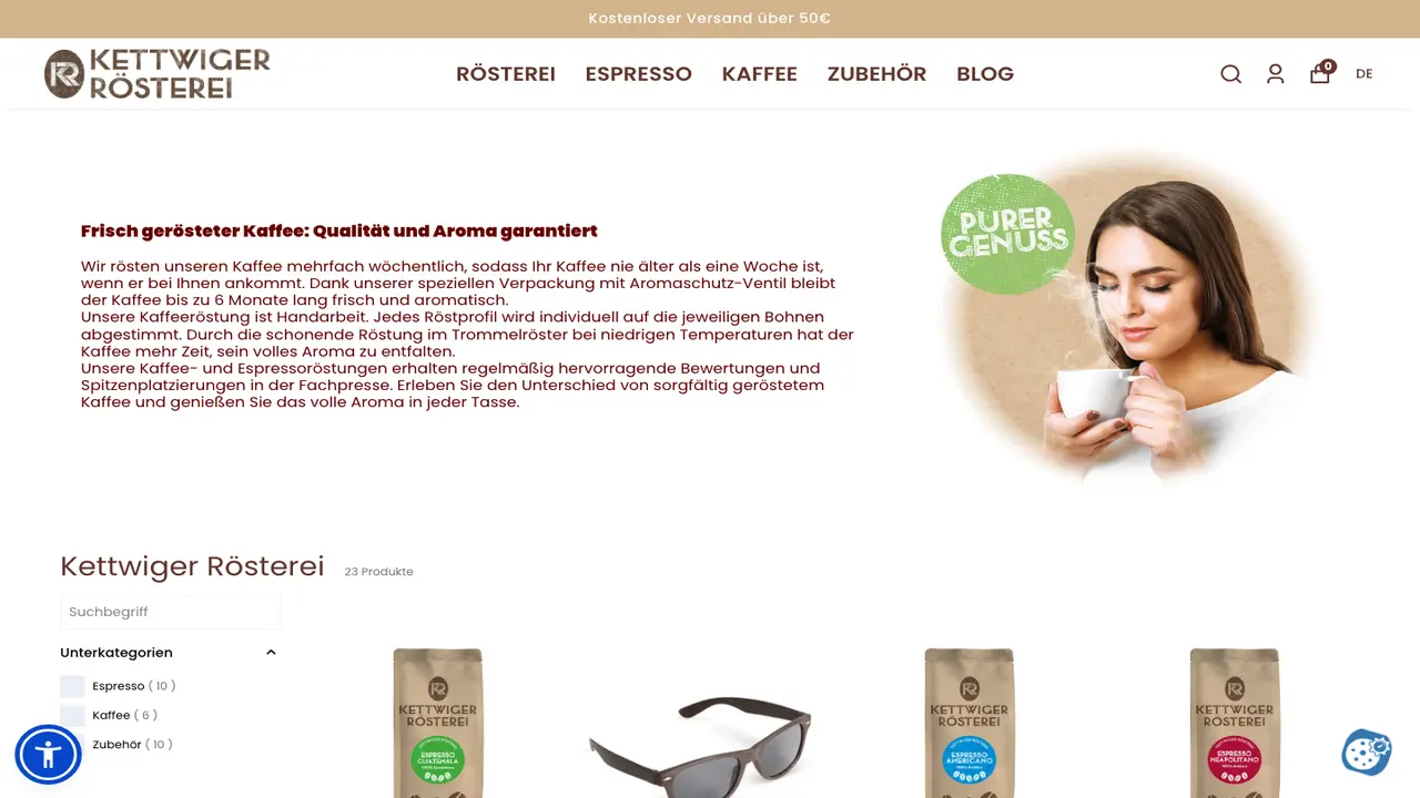 Website der Kettwiger Rösterei