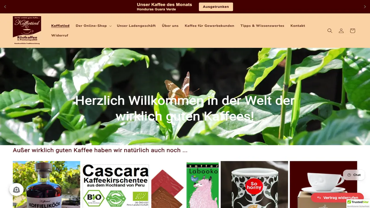 Website der Koffietied Röstkaffee