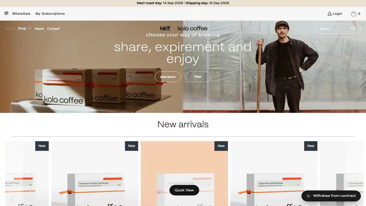 Website der kolo coffee klcf