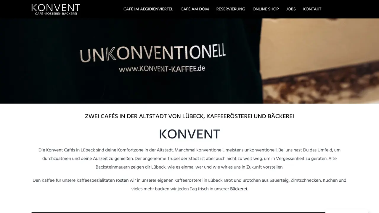 Website der Konvent Café