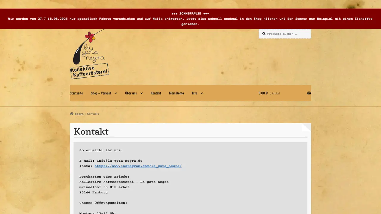 Website der La gota negra