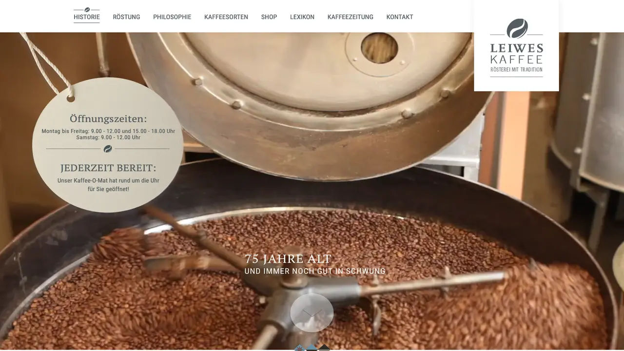 Website der Leiwes-Kaffee