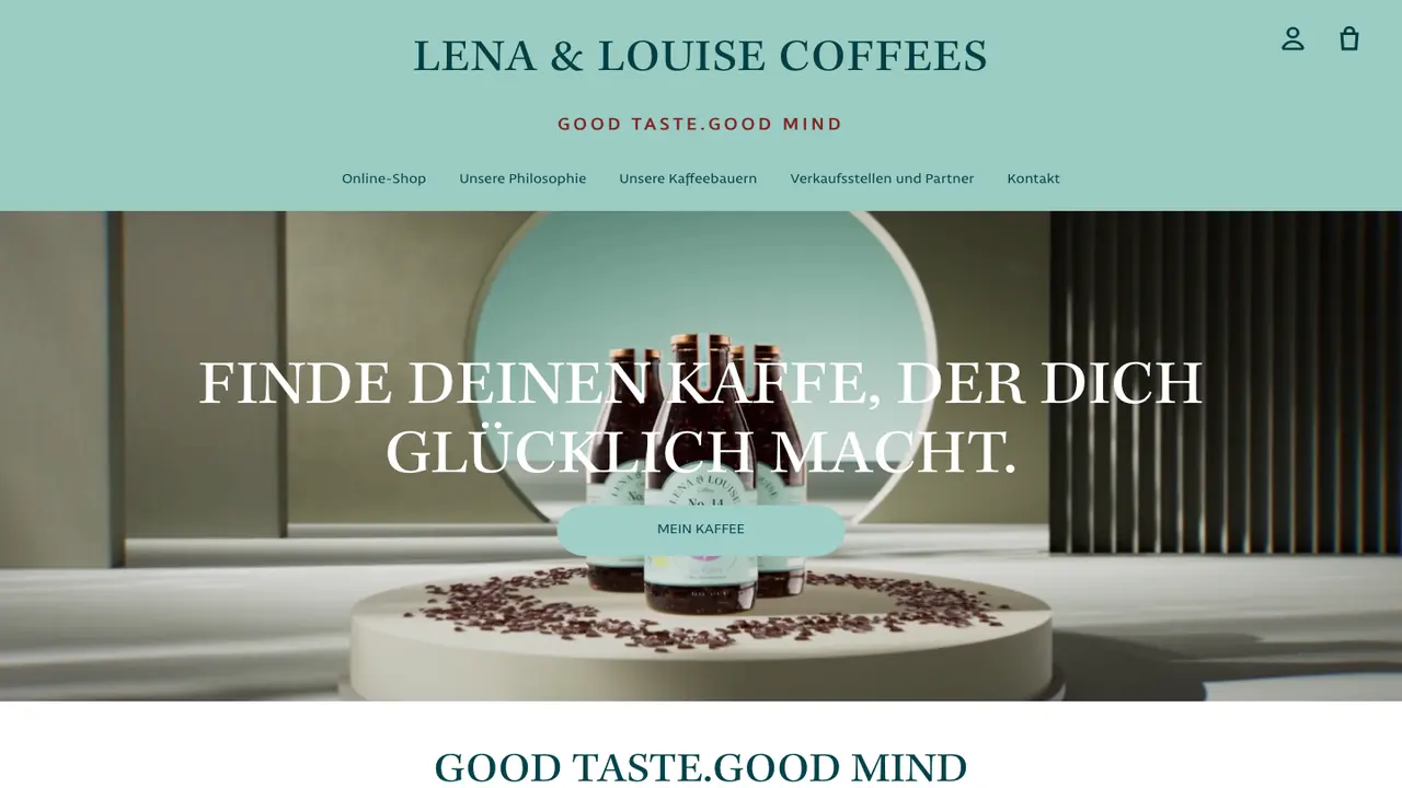 Website der Lena & Louise Coffees, Kaffeerösterei Ravensburg