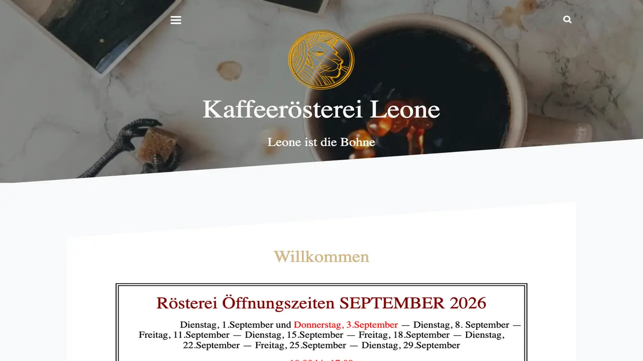 Website der Leone Caffè