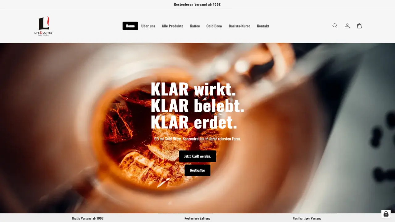 Website der Life&Coffee Baden-Baden