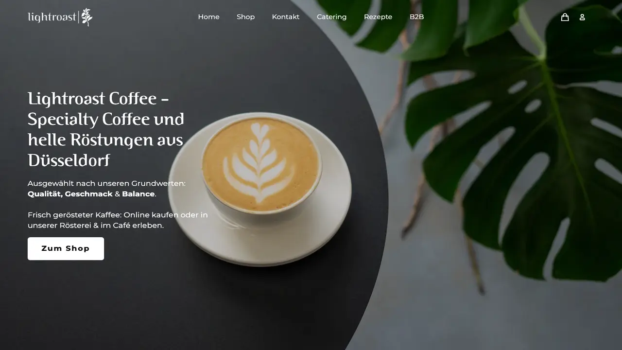 Website der Lightroast Coffee