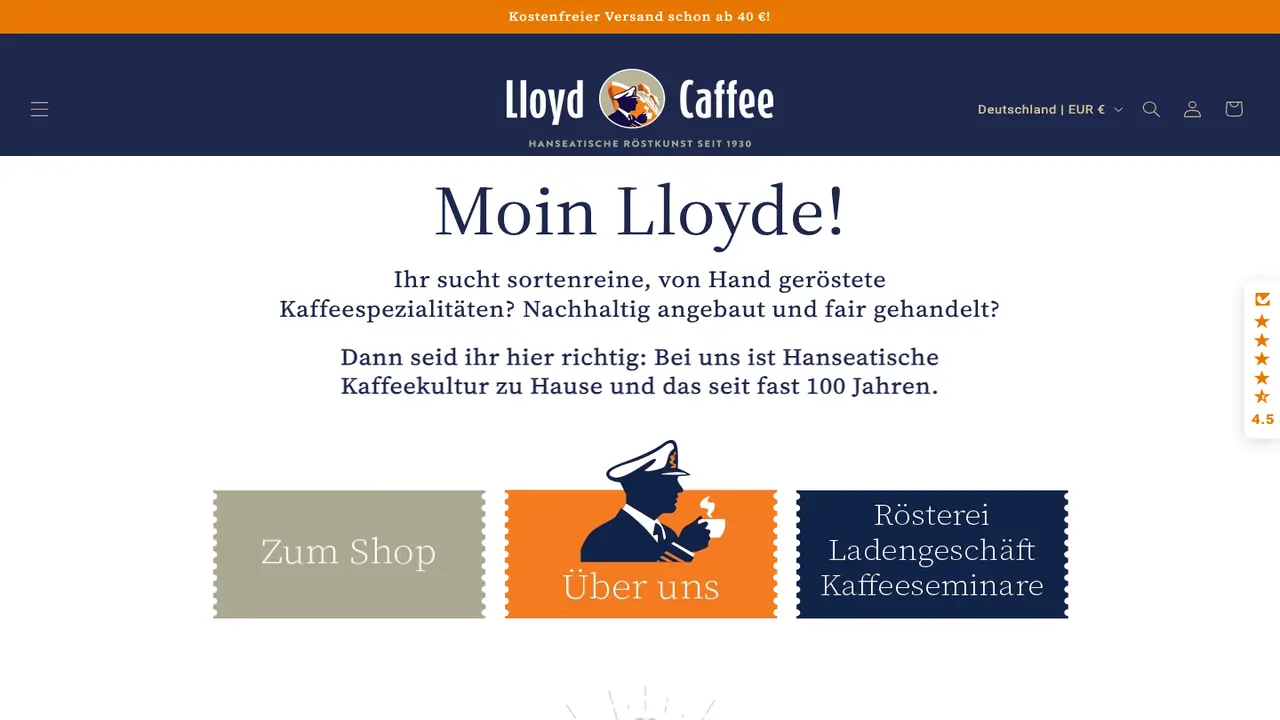 Website der Lloyd Caffee GmbH