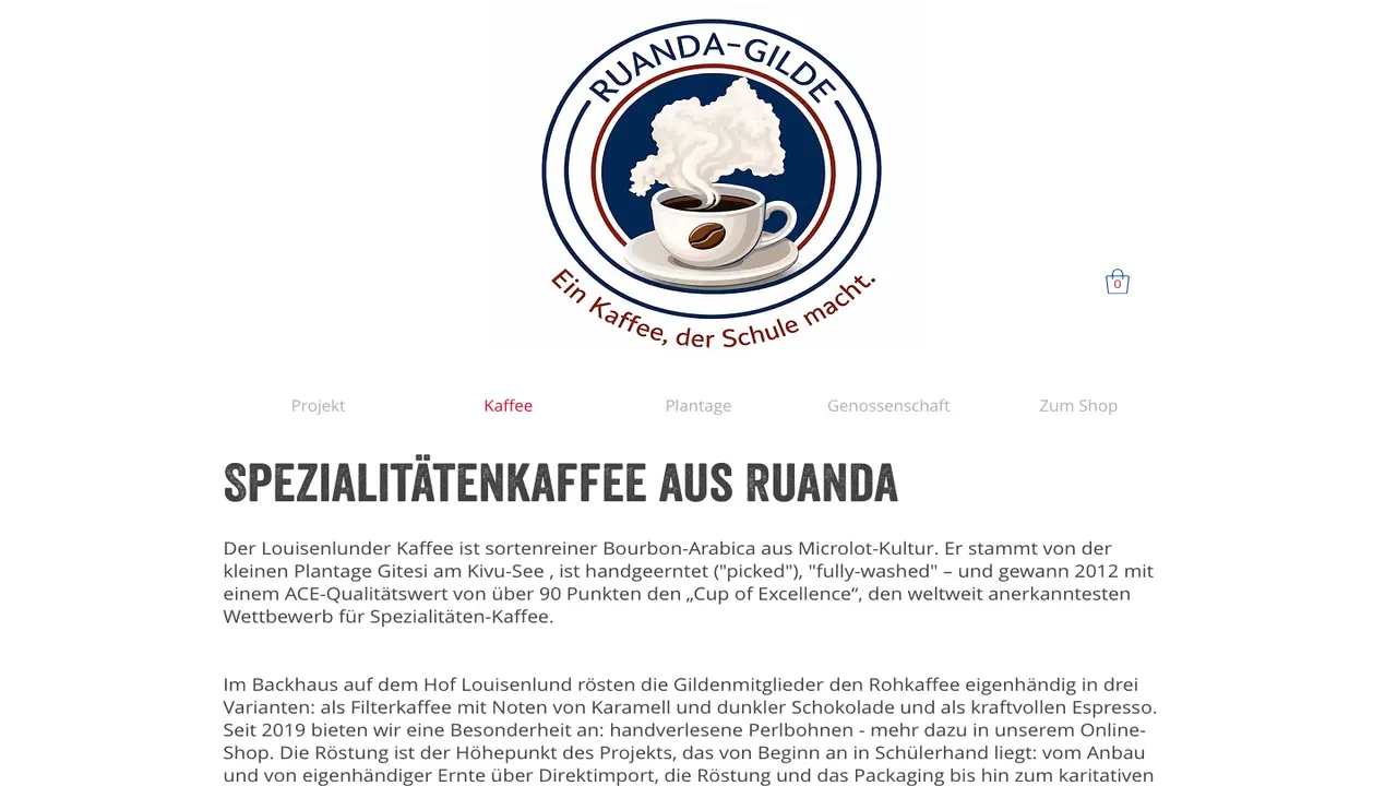Website der Lousienlunder Kaffee