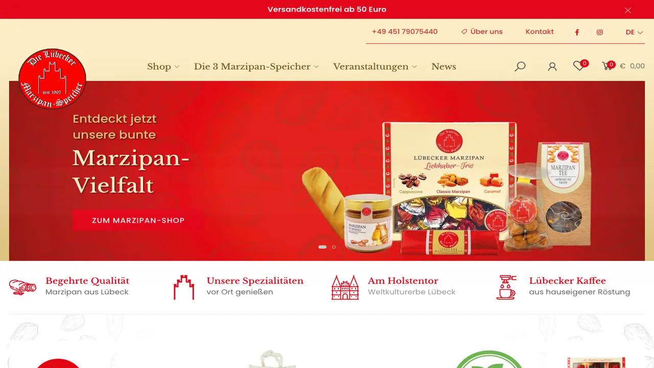 Website der Lübecker Speicher-Rösterei