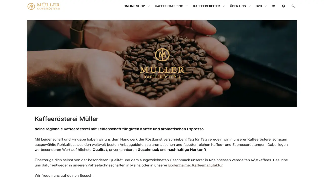 Website der Mainzer Kaffeehaus Müller Kaffeerösterei