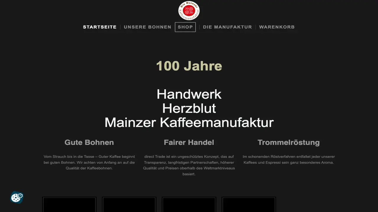 Website der Mainzer Kaffeemanufaktur