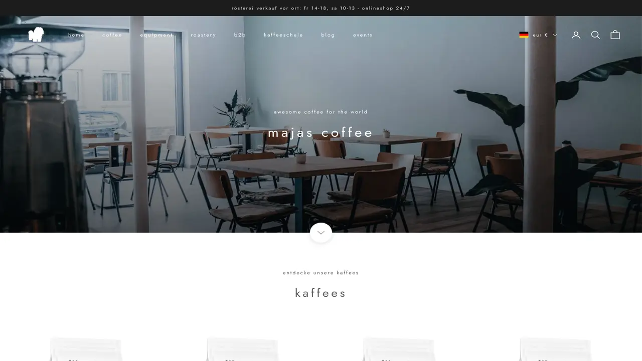 Website der Majas Coffee