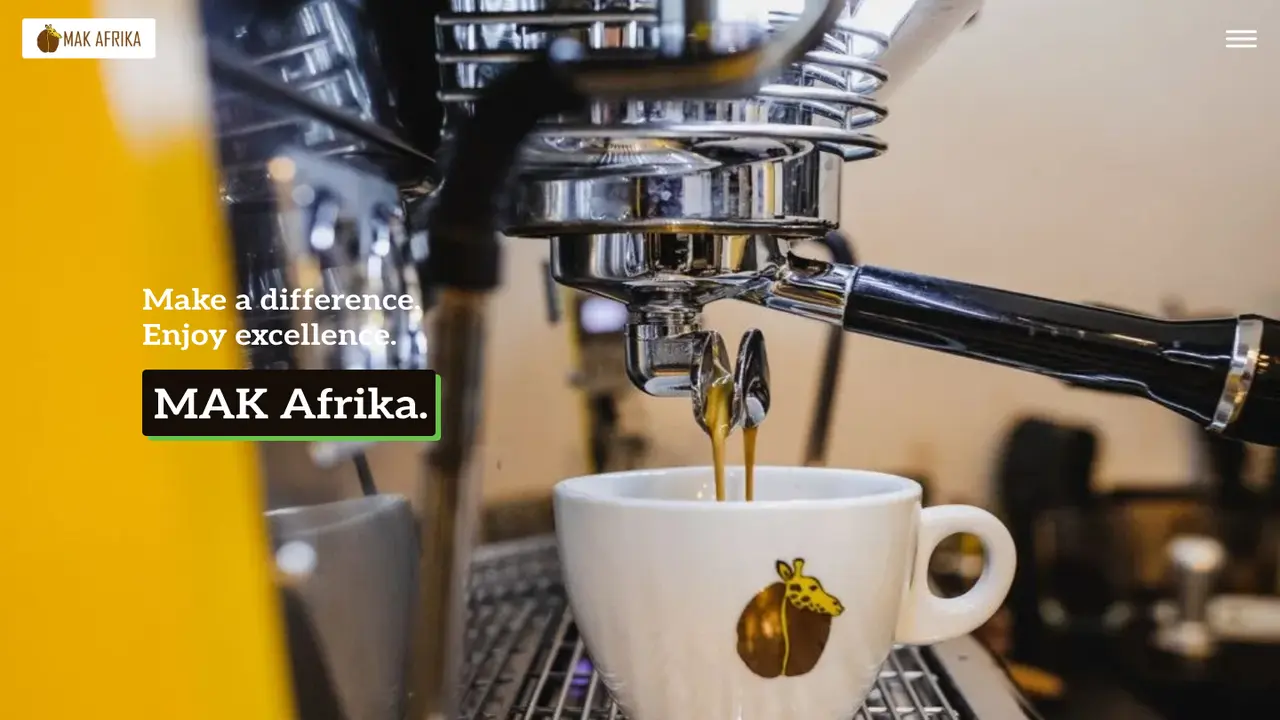 Website der MAK Afrika Kaffeerösterei und Café