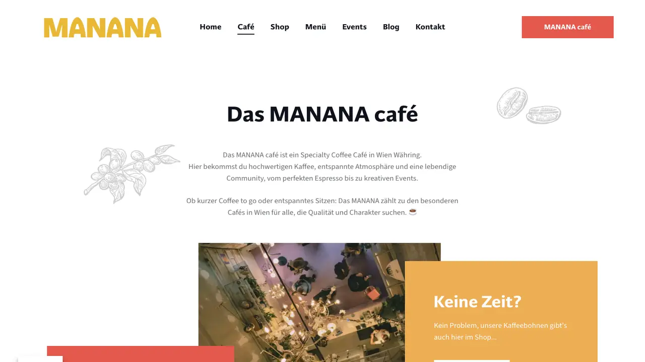 Website der MANANA cafẽ