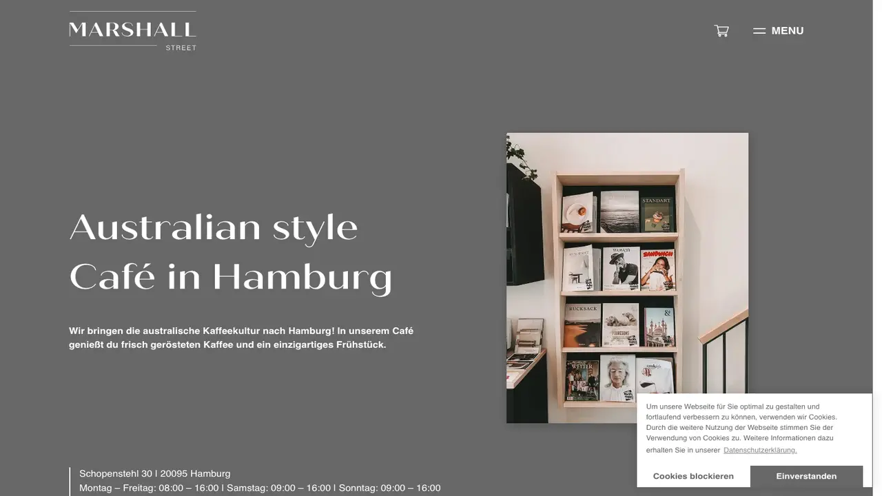 Website der Marshall Street Coffee