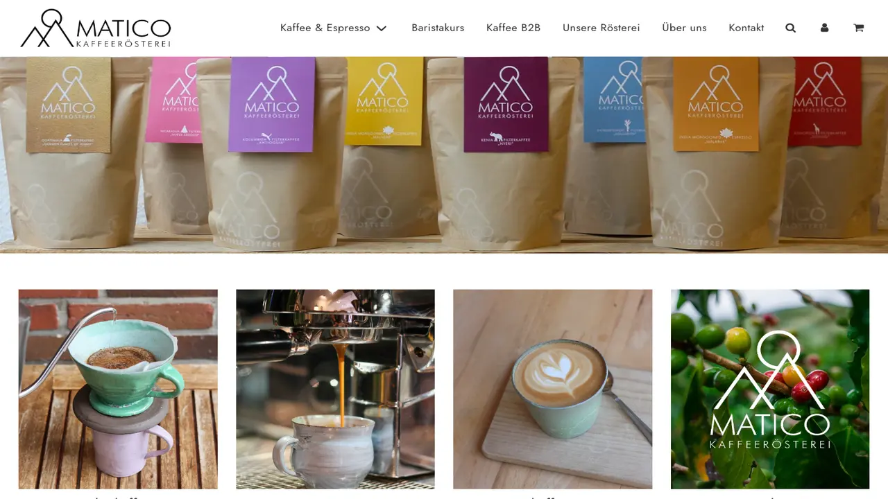 Website der Matico Kaffeerösterei