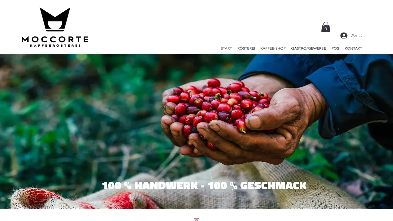 Website der MOCCORTE Micro Roastery