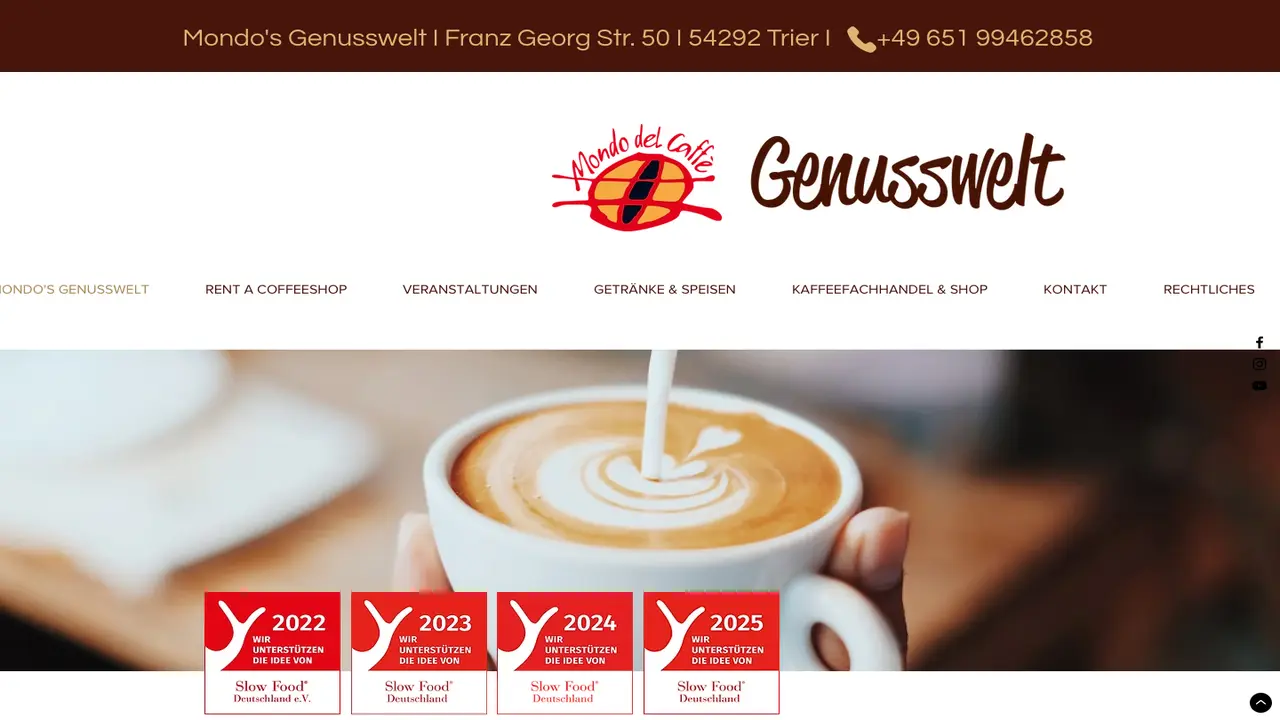 Website der Mondo del Caffè