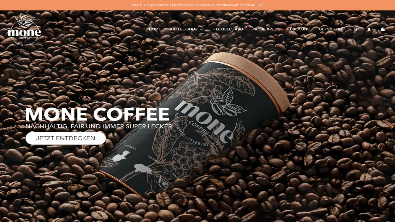Website der Mone Coffee