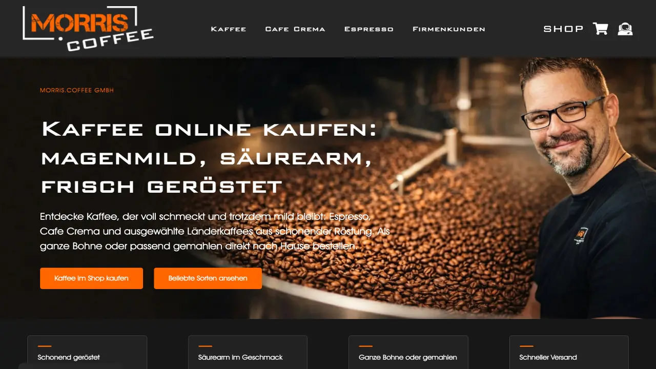 Website der Morris.Coffee