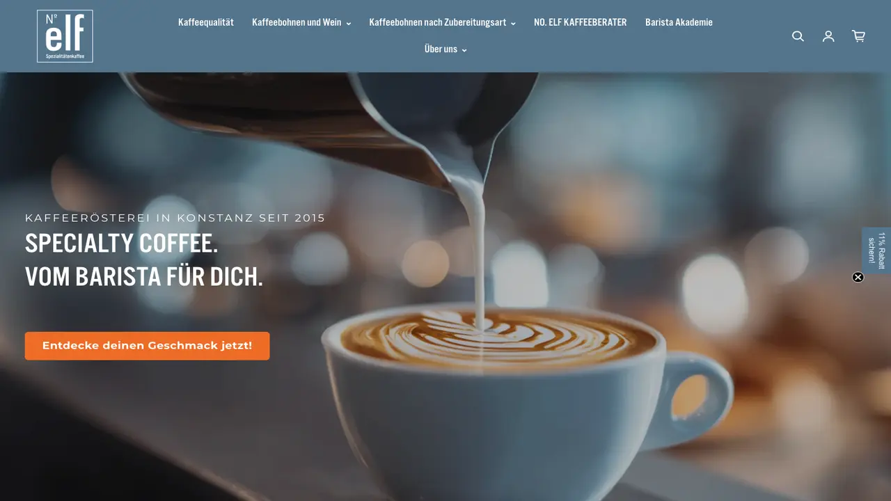 Website der N ° eleven - Wine & Coffee