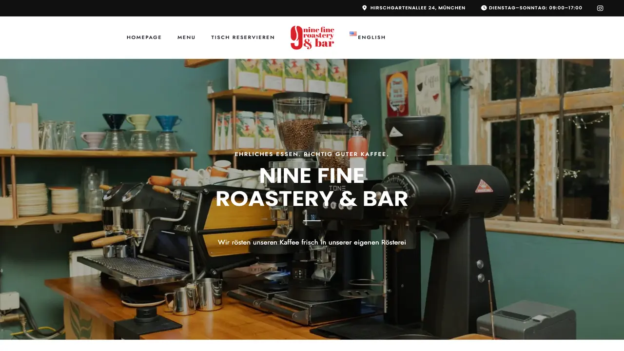 Website der Nine Fine Roastery & Bar