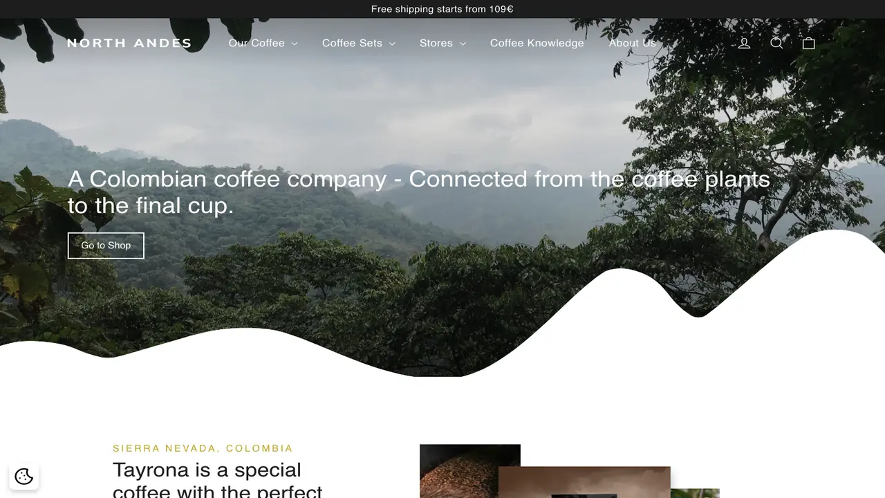 Website der North Andes Coffee