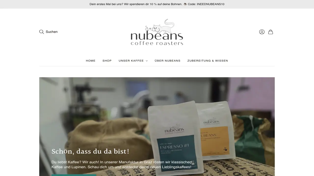 Website der nubeans coffee roasters