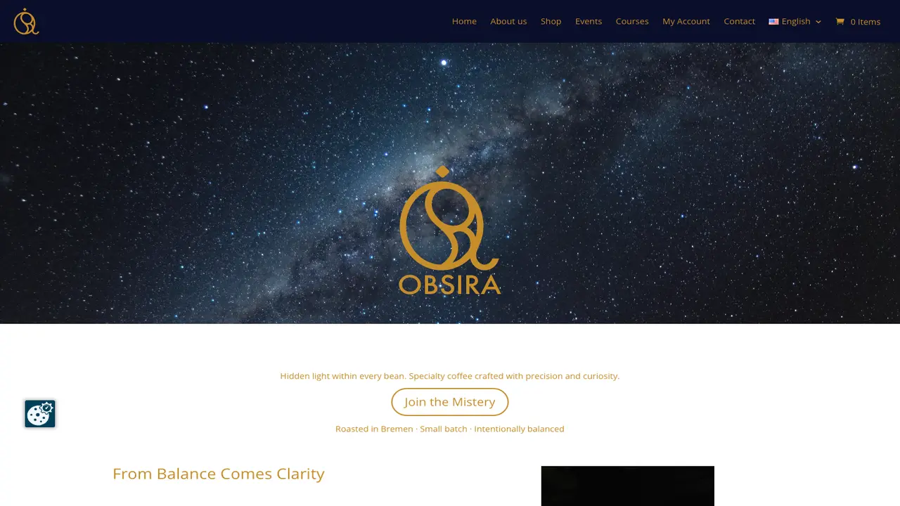 Website der Obsira Coffee Roaster