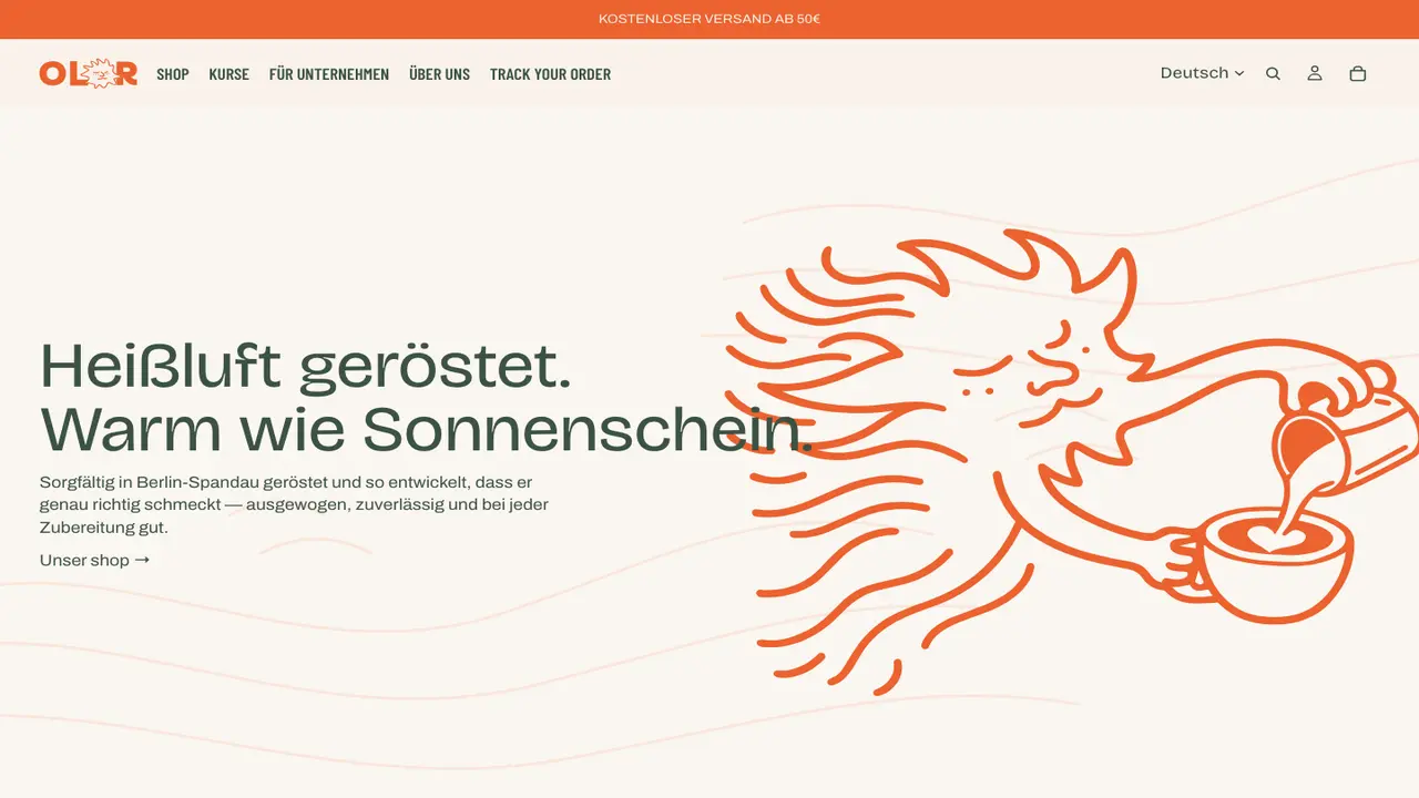 Website der Olor Coffee Studio