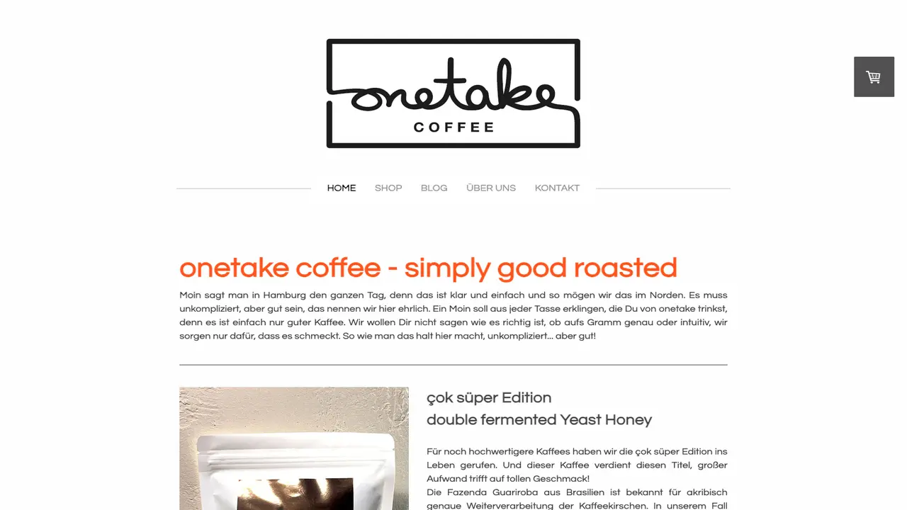Website der onetake coffee